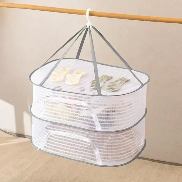 Red de secado colgante multicapa plegable portátil multifuncional para productos secos, ropa de hierbas, frutas y verduras, poliéster no tóxico - Imagen 4